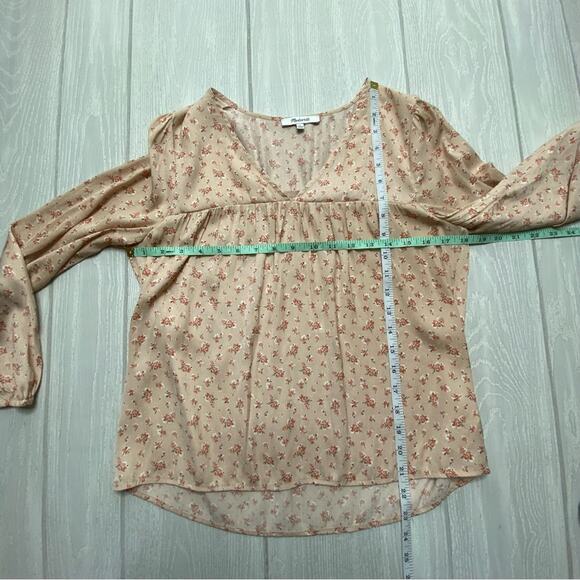 Madewell Women's Silky Light Pink Floral Peasant Blouse Size Small - Picture 6 of 8